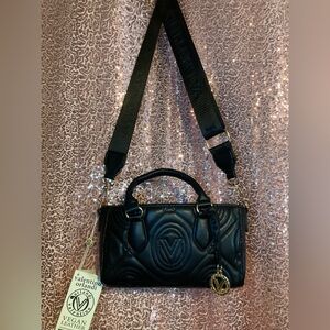 Valentino Orlandi  Black Quilted Crossbody Bag